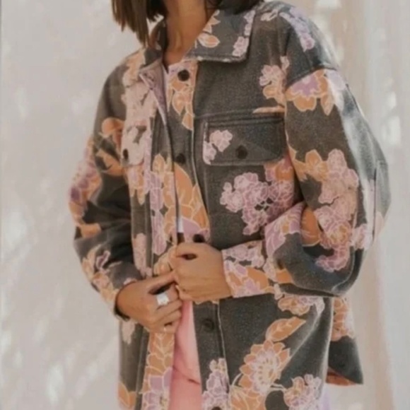 Free People 😎 Floral Gray Jacket for Women - Picture 1 of 4
